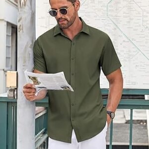 Men's Casual Button Down Shirt Short
