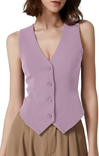 Women V Neck Top Sleeveless Button Down - Image 5