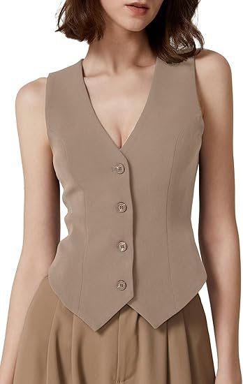 Women V Neck Top Sleeveless Button Down - Image 4