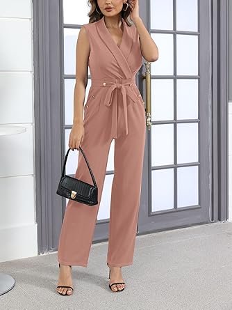 Women's Elegant Jumpsuits V Neck Sleeveless - Image 5