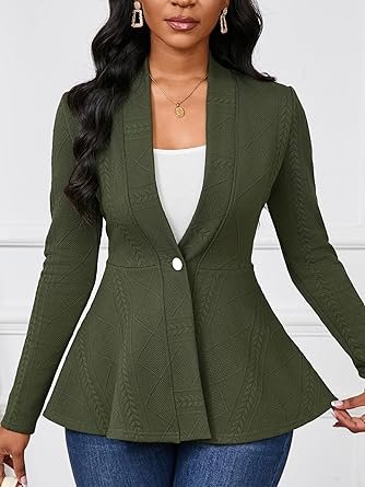 Women Casual Blazers Button - Image 3